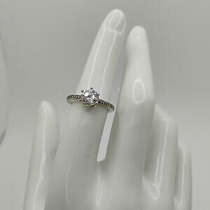 Pandora Sparkeling CZ Heart Crown in Sterling Silver Ring size 6.25